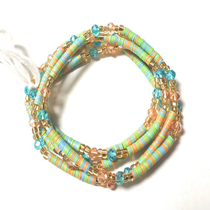 Multicolored Vinyl Waist Bead Strands w/Colorful Accent Beads