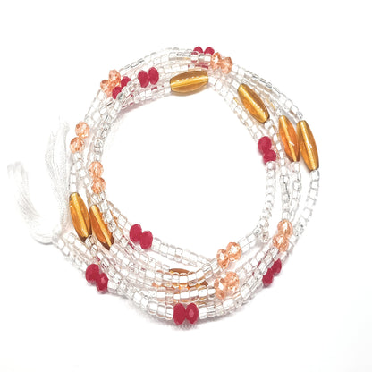 Gold and Clear Waist Bead Strands with Colorful Accent Beads, Mixed Variety