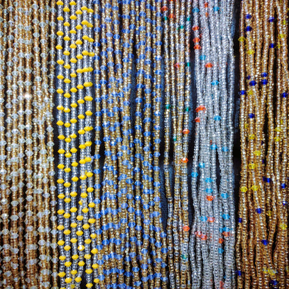 Diamond Crystal Accented African Waist Bead Strands