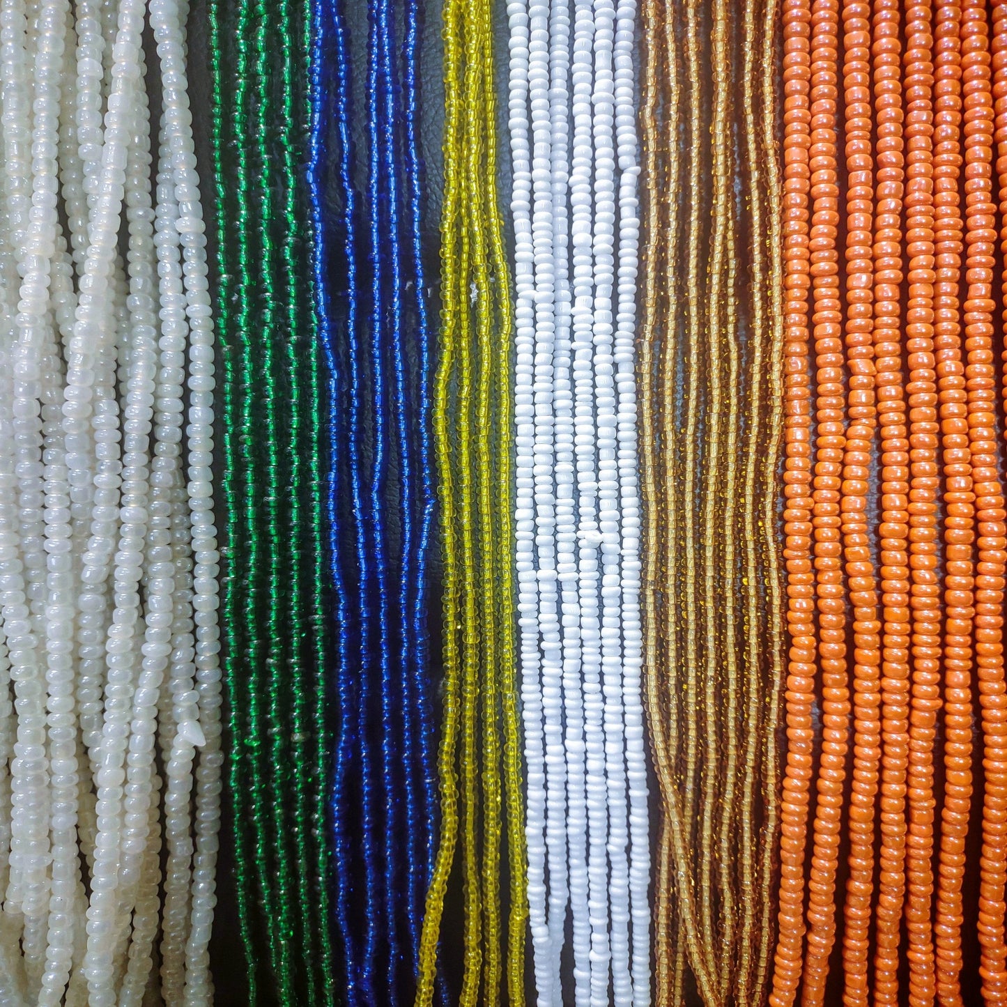 Glossy Solid Color Waist Beads, Variety Colors, 44-Inch Tie-on Cotton Strings