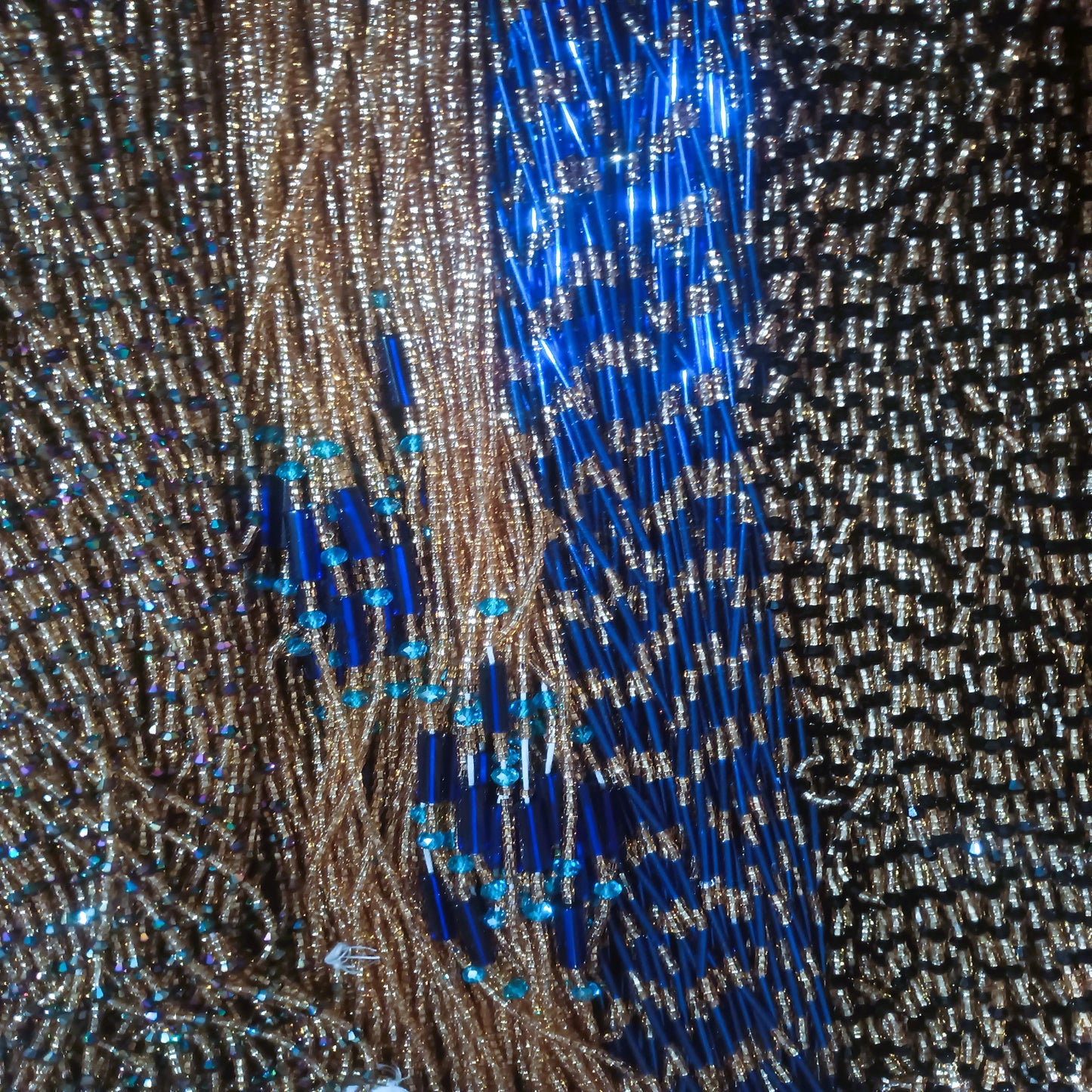 Gold Blue & Black Metallic Variety Waist Bead Strands